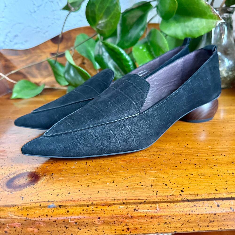 Jeffrey Campbell Black Pointed Toe Loafers Block Heel Shoes Women’s 10 - Picture 6 of 8